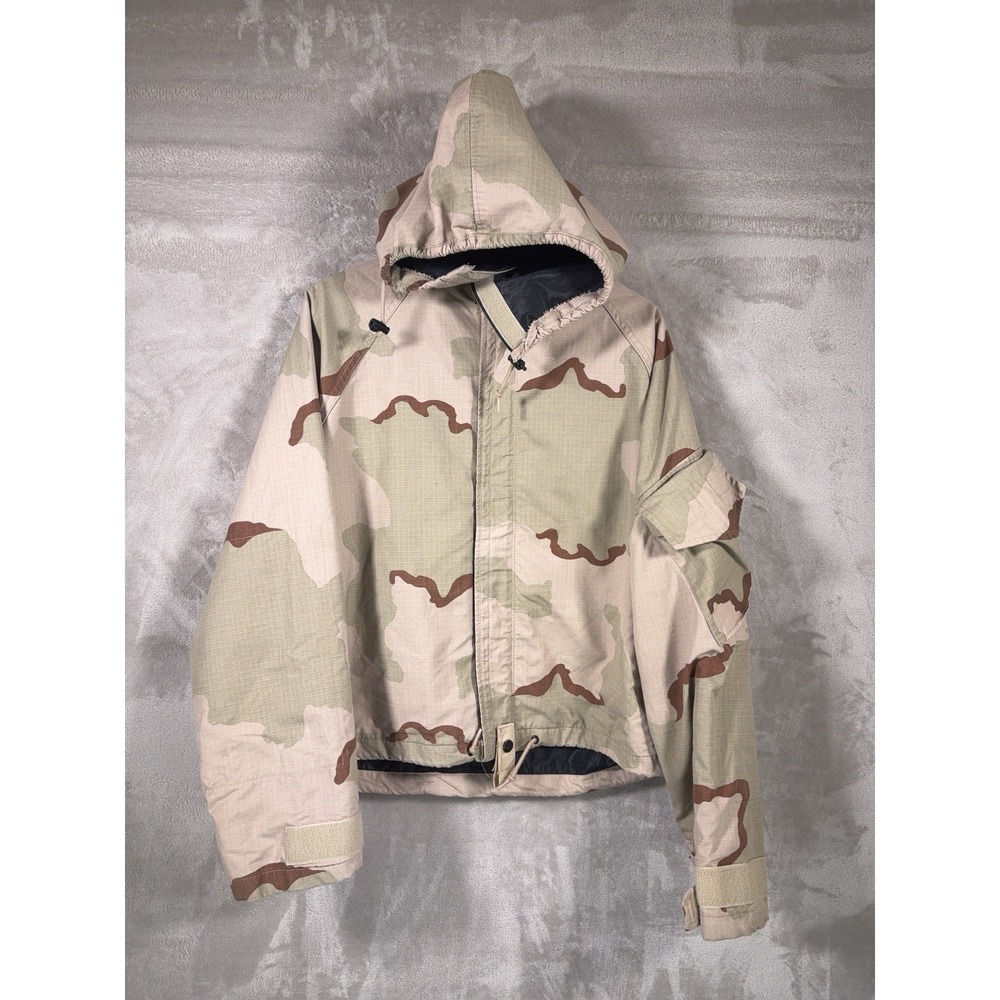 US Military‎ Hooded Jacket Mens Small Dessert Camoflauge Chemical Protection